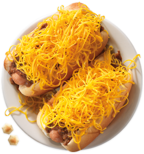 two chili cheese hotdogs