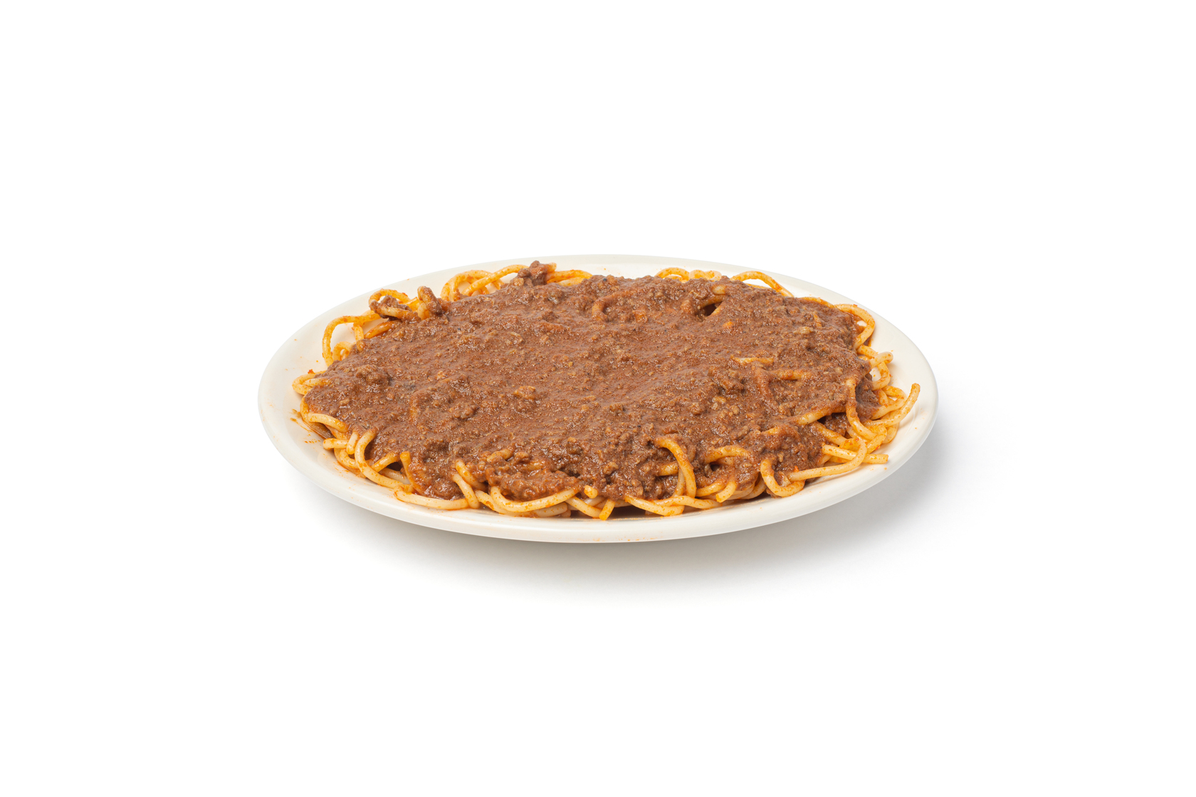 a plate of chili spaghetti