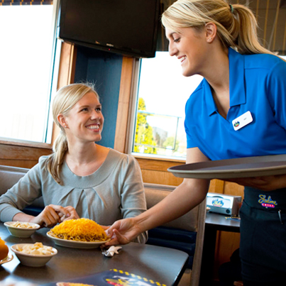 waitress serving food