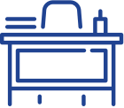Pictoral icon depicting a teacher desk