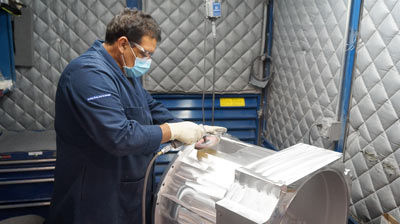 man working on a machine