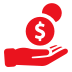 Pictoral icon depicting a hand collecting coins