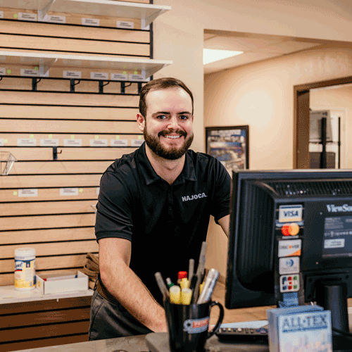 man working at the counter