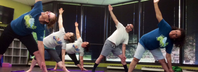 people stretching/exercising