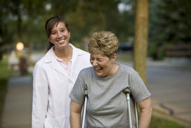 woman on crutches