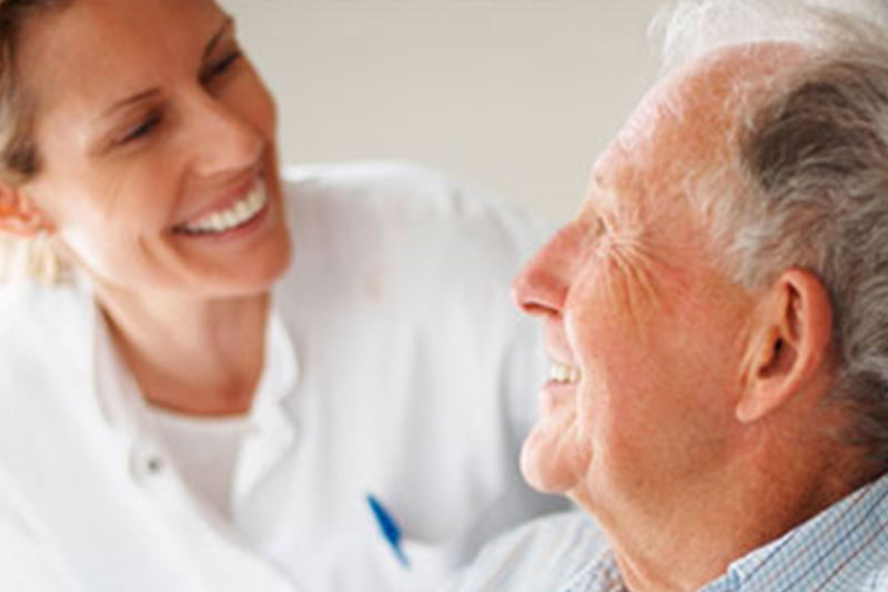 man and woman smiling