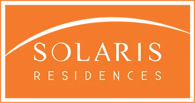 Solaris Residences logo on orange background