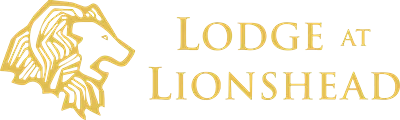 Lodge at Lionshead logo with lion head design