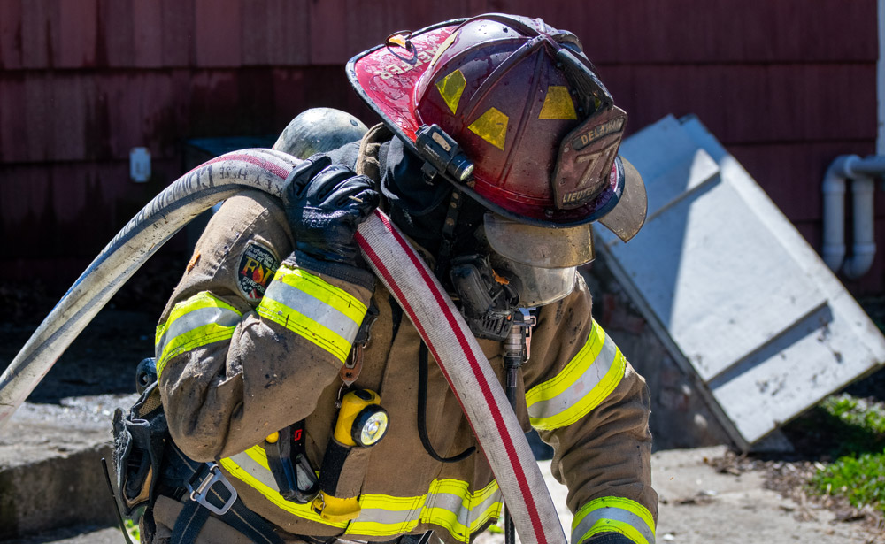 A firefighter on duty