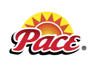 Pace brand logo featuring stylized lettering under a sunburst