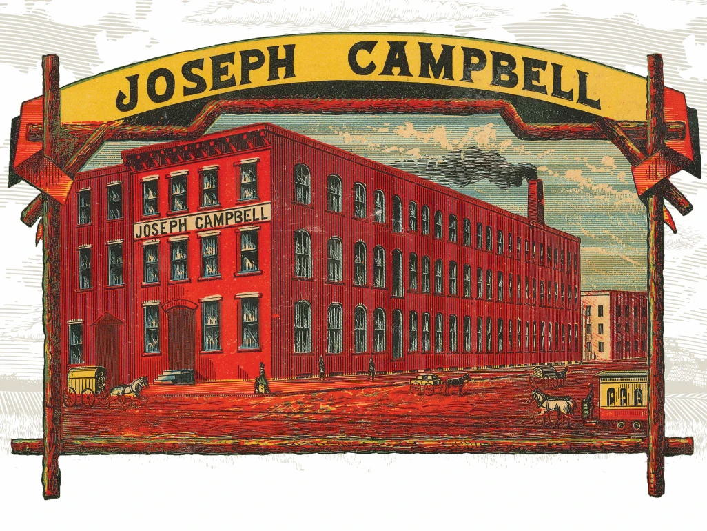 A cartoon image of a factory with the text Joseph Campbell