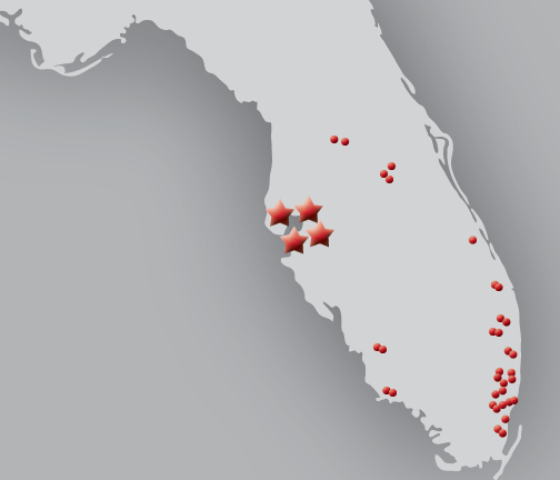 office map overlaid on the state of florida