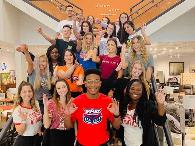 picture of interns on stairs