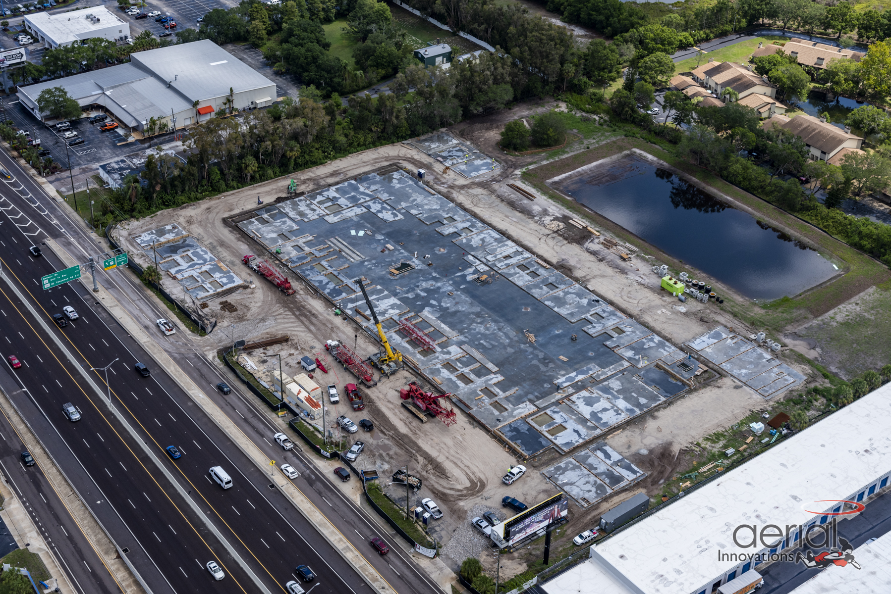overhead view of construction site