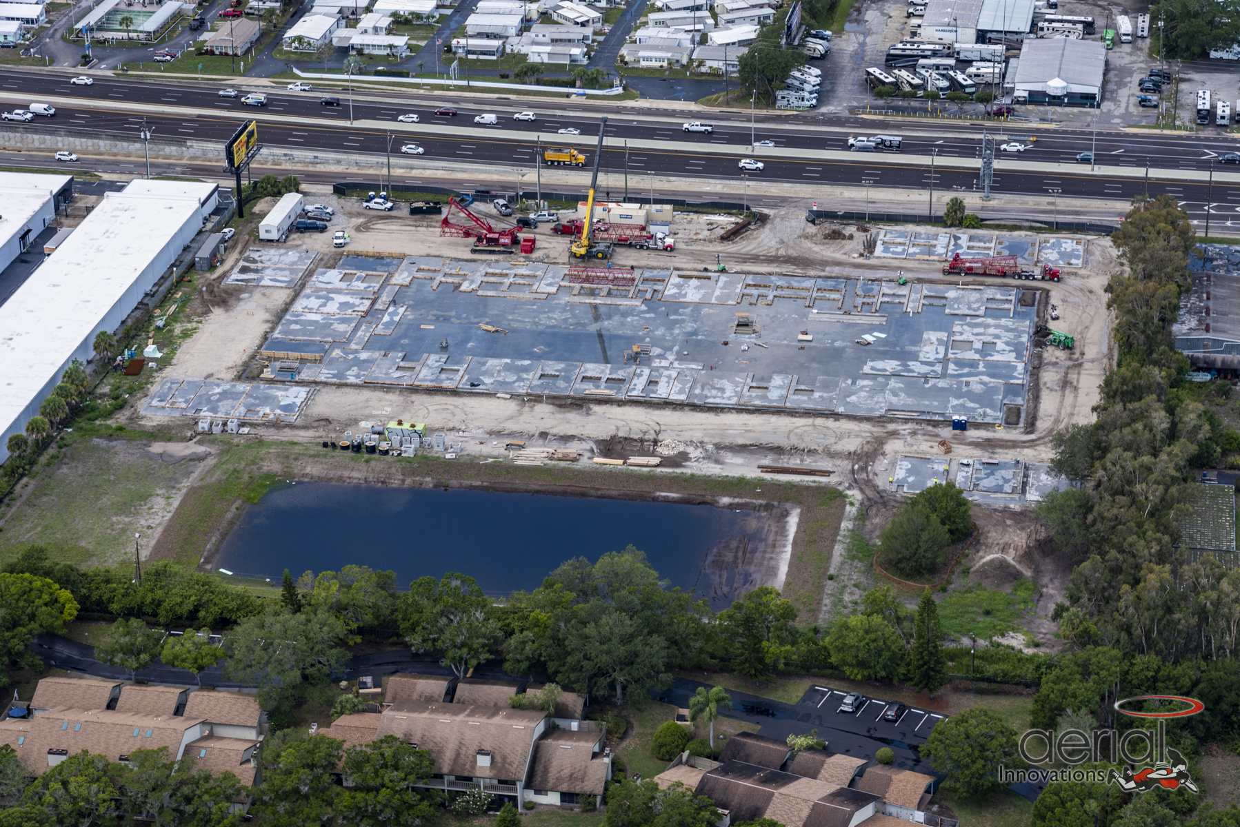 overhead view of construction site