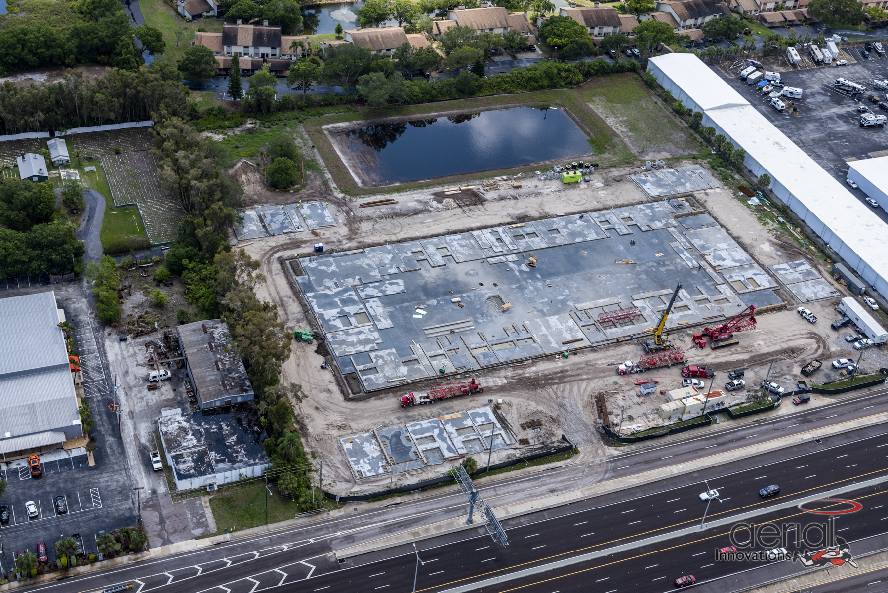 overhead view of construction site