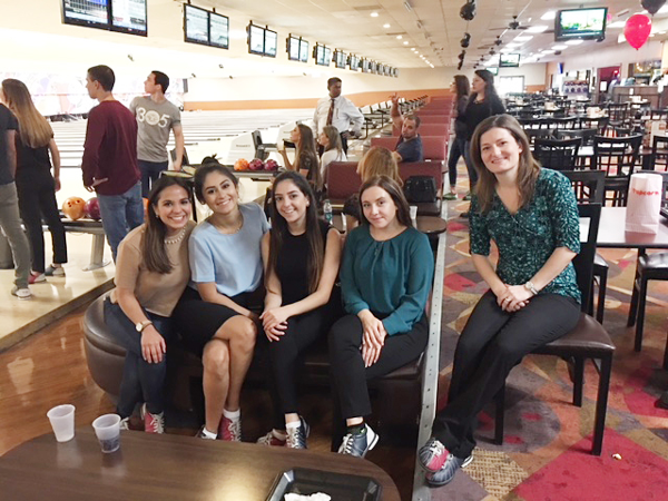 Picture of interns at a bowling alley