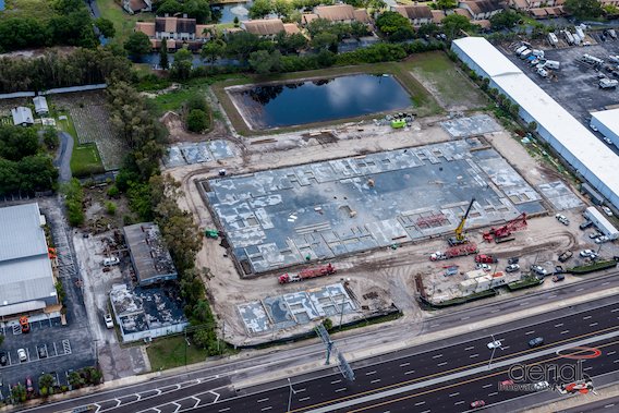 overhead view of construction site