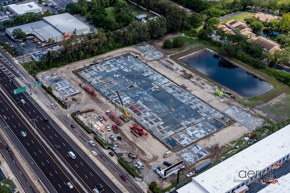 overhead view of construction site