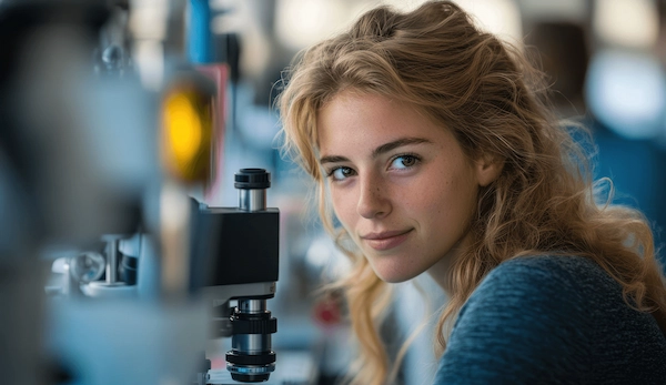 A closeup photo of a woman in a medical labratory