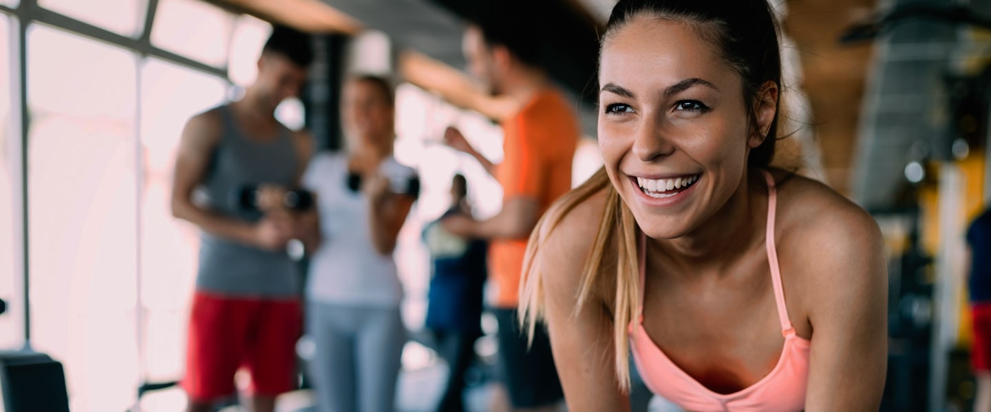 A woman during her work out at the gym