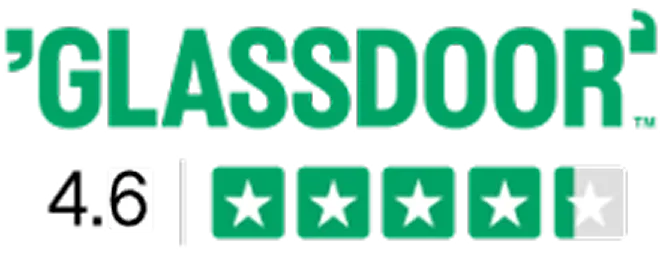 Glassdoor logo with a 4.5 out of 5 star rating based on 6 reviews.