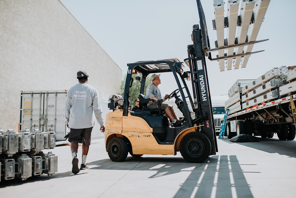 man on a forklift